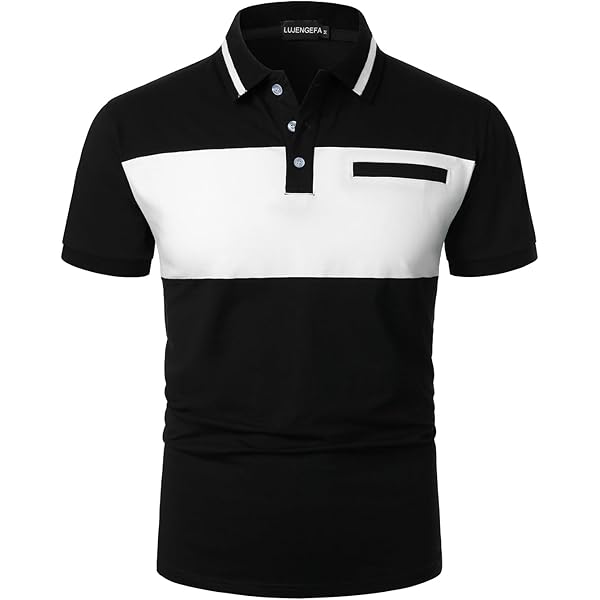 新品　MENS SHORT POLO SHIRT (予約販売品) Amazon.com: Men Short Sleeve Polo Shirt Two-Color Splicing Webbing